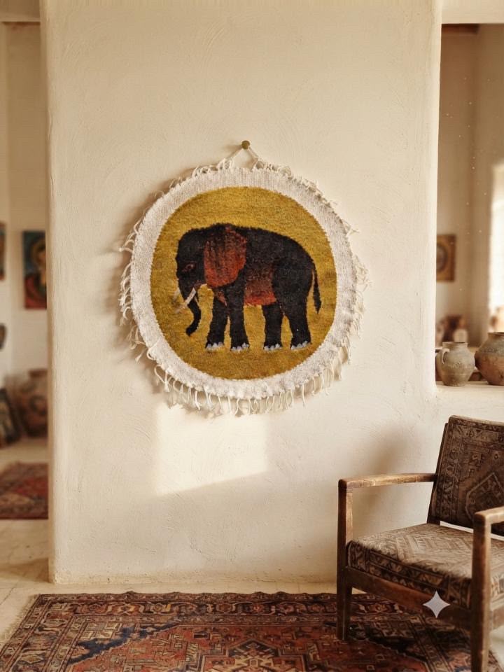 The Elephant — Handwoven Wool Wall Hanging
