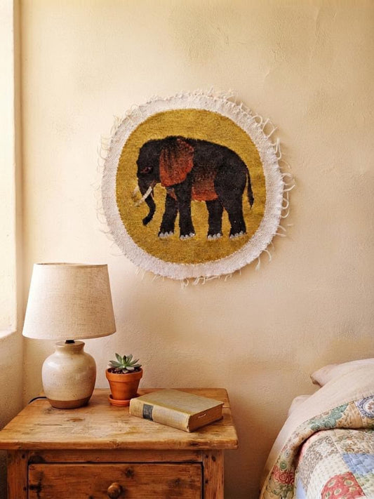 The Elephant — Handwoven Wool Wall Hanging