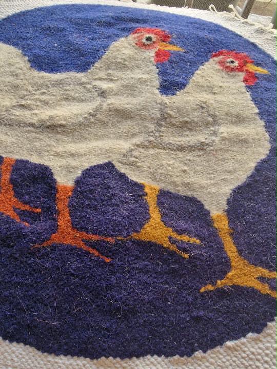 Two Hens — Handwoven Wool Wall Hanging