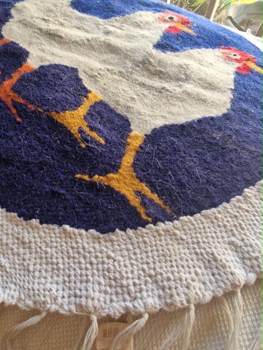 Two Hens — Handwoven Wool Wall Hanging