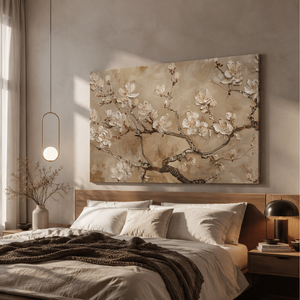 Éclosion - Textured Flower Vanilla Blooms Wall Art Print