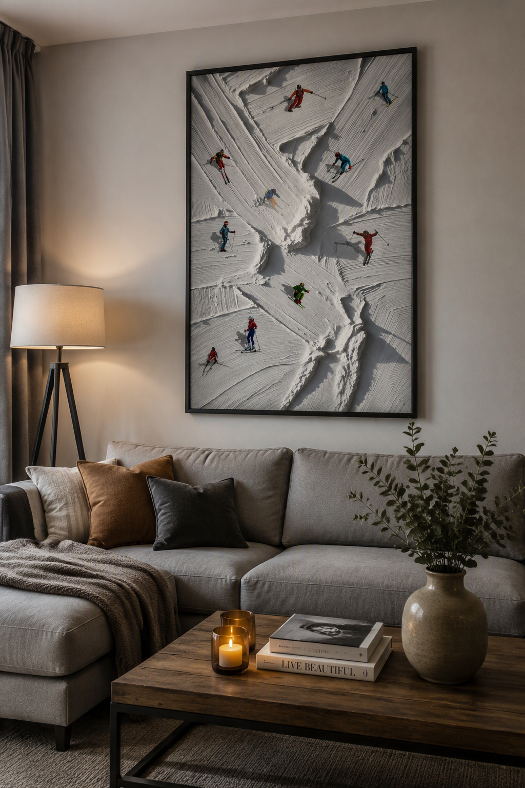 Off-Piste — Textured Framed Ski Slope Wall Art Print