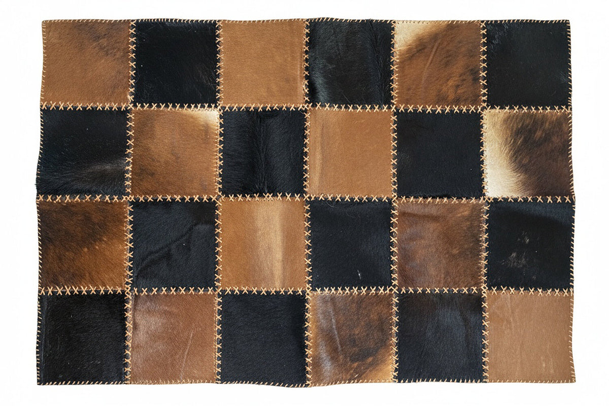 Tricolor Patchwork Cowhide Rug